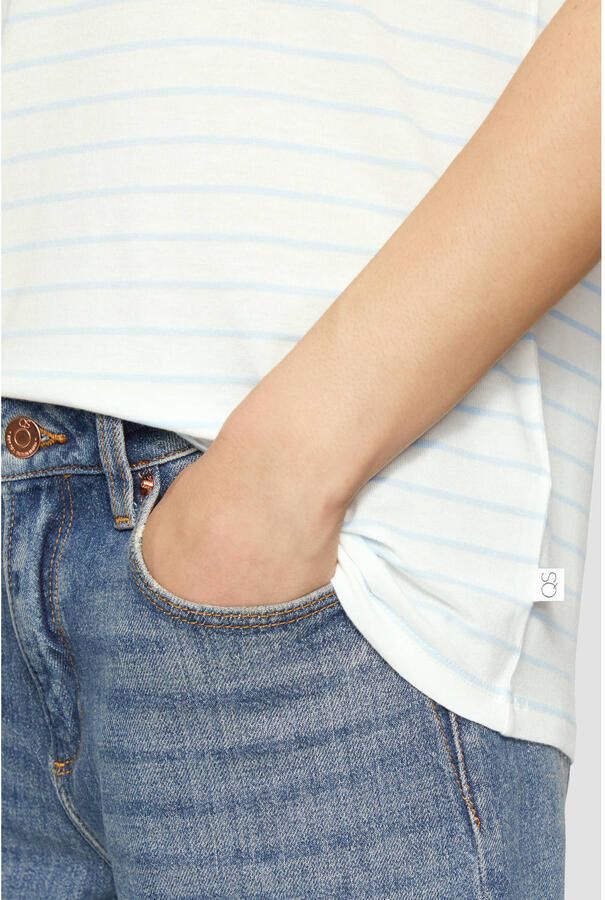 Q S designed by Shirt met korte mouwen met mouwomslagen