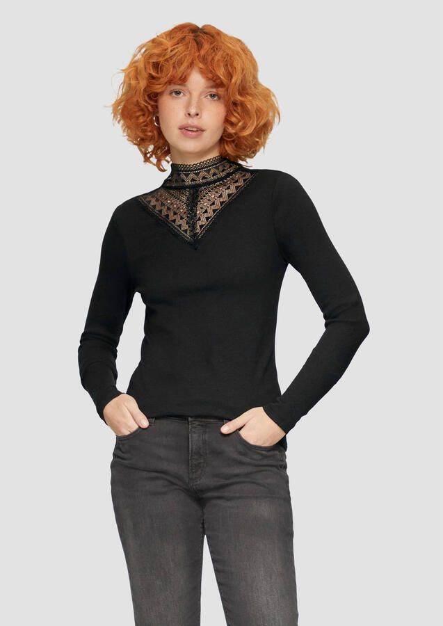 Q S designed by Shirt met lange mouwen met inzet bovenaan