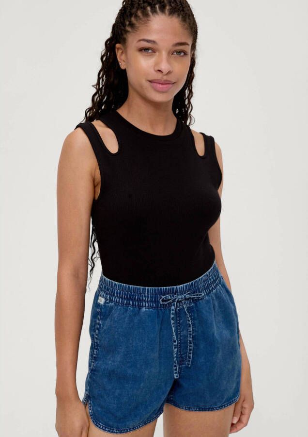 QS by s.Oliver Tanktop met cut-outs model 'Rib'