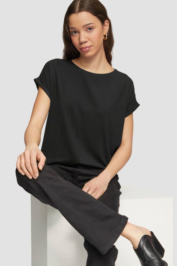 Q S designed by Shirt met korte mouwen met mouwomslagen