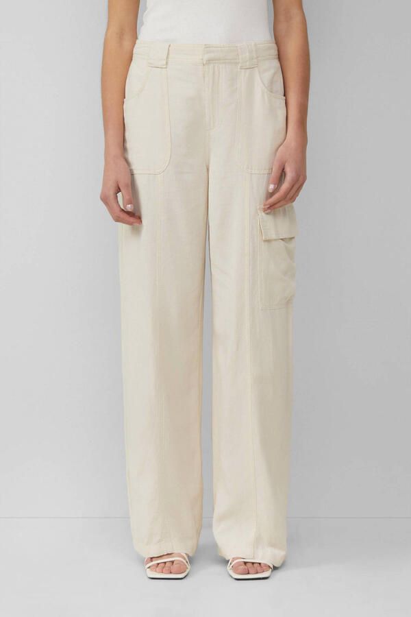 Q S by s.Oliver wide leg regular waist cargo broek ecru - Foto 1