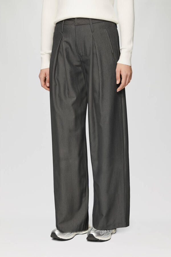 Q S by s.Oliver wide leg regular waist pantalon grijs