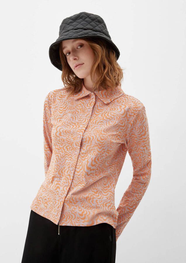 Q S by s.Oliver jersey blouse met all over print lila oranje