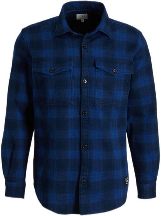 Q S by s.Oliver geruit regular fit overhemd blauw