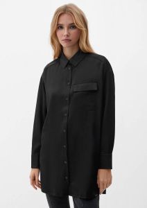 Q S designed by geweven blouse met plooien zwart