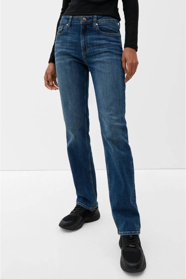 Q S designed by high waist regular fit jeans medium blue denim