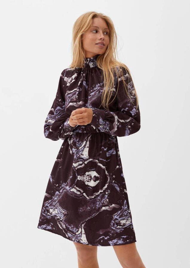 Q S by s.Oliver jurk met all over print aubergine