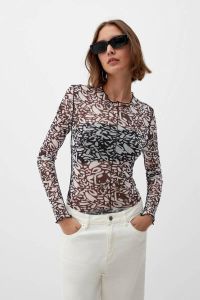 Q S designed by Shirt met lange mouwen in transparante look model 'Mesh Grafisch'