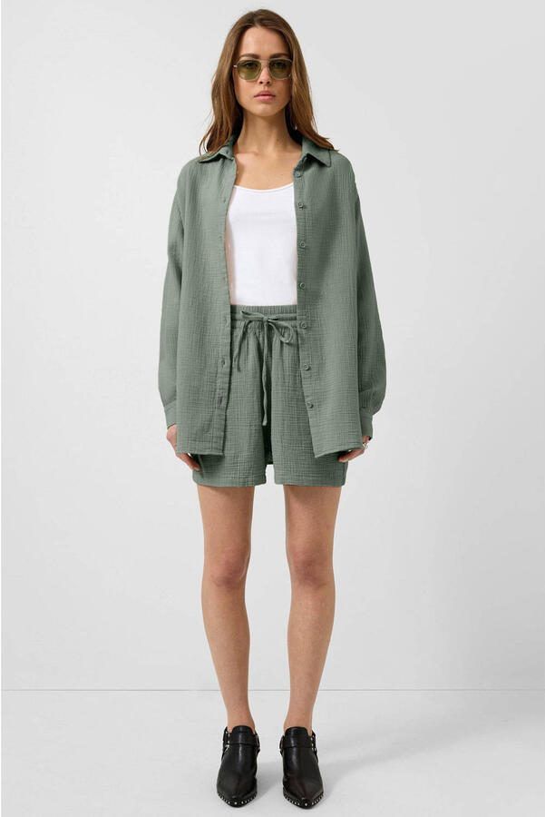 QS blouse donkergroen met textuur - Foto 2