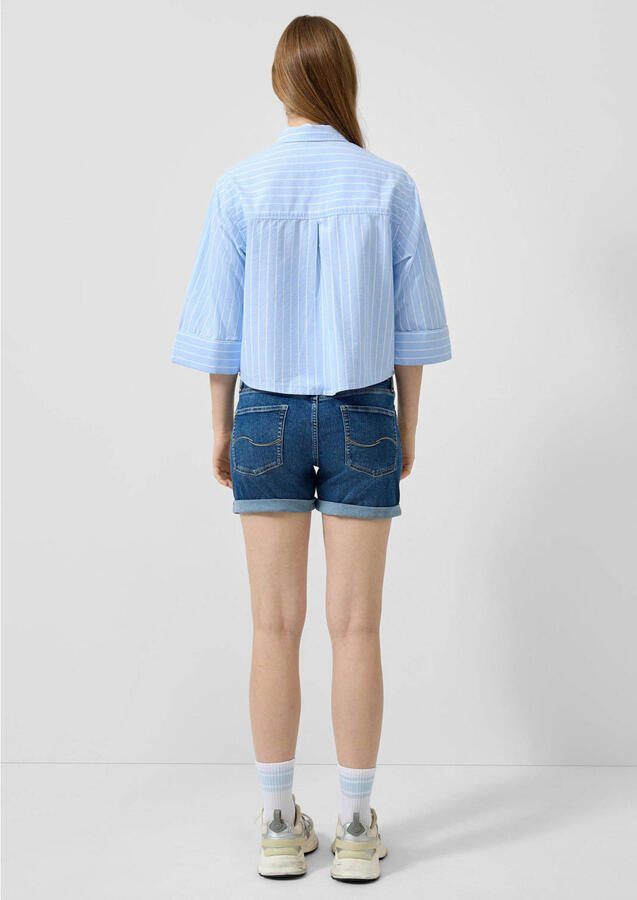 QS blouse met krijtstreep lichtblauw - Foto 3