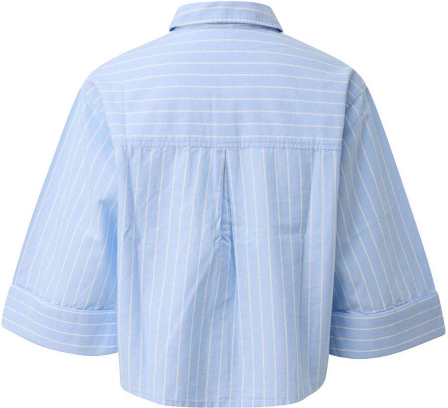 QS blouse met krijtstreep lichtblauw - Foto 2