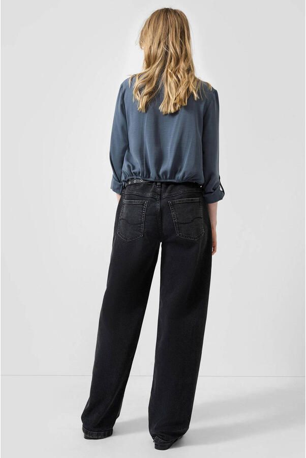 QS blouse met plooien antraciet - Foto 3