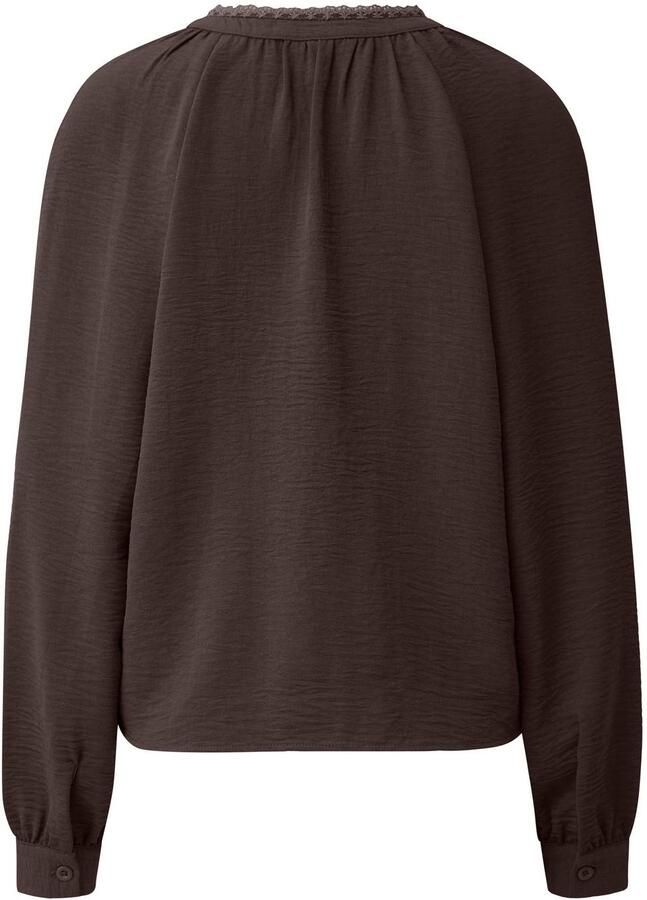 QS blouse met plooien donkerbruin - Foto 2