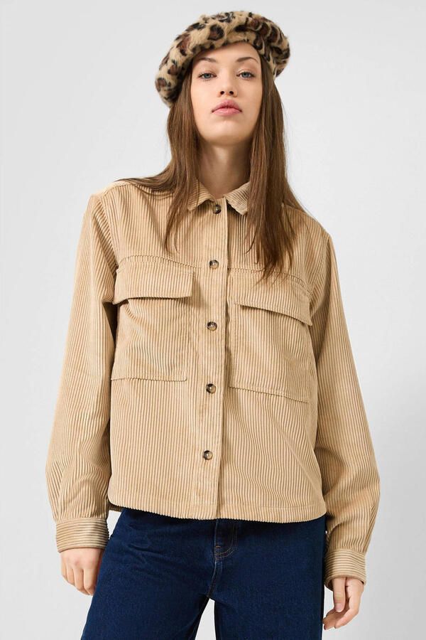 QS corduroy blouse beige