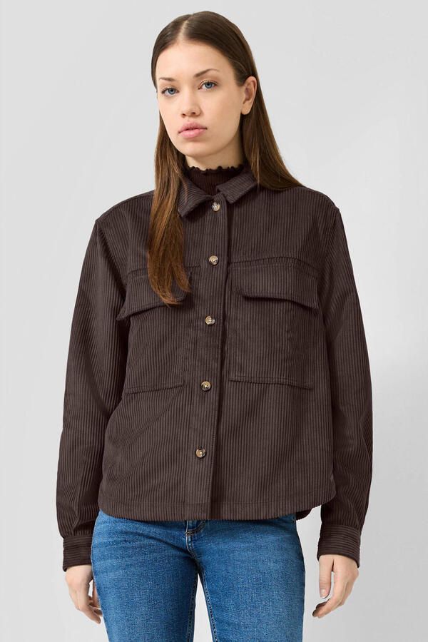 QS corduroy blouse donkerbruin