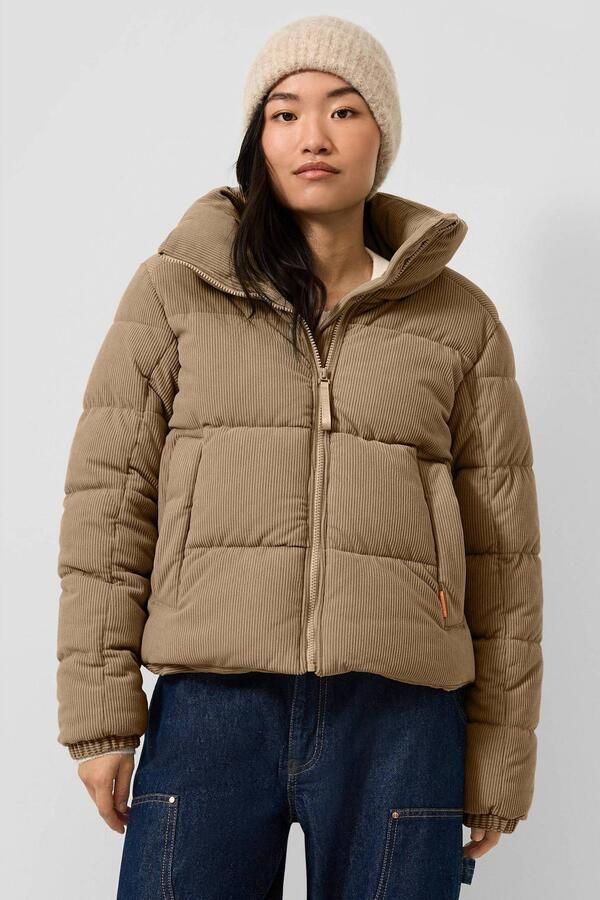 QS corduroy pufferjas beige