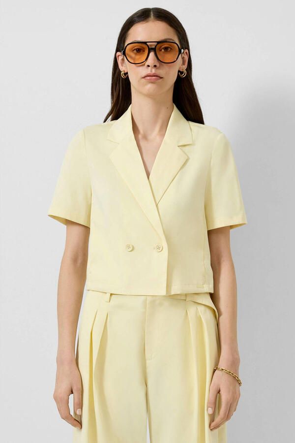 QS cropped blazer lichtgeel
