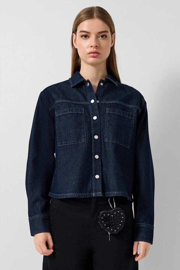 QS denim blouse dark blue denim