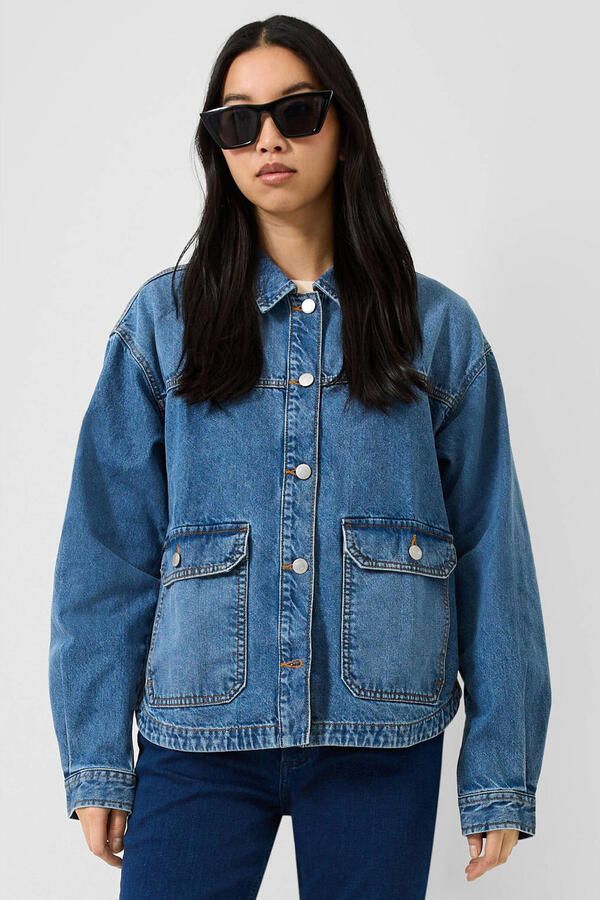QS denim blouse mediumblauw