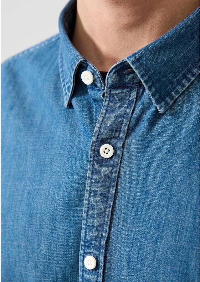 QS denim regular fit overhemd donkerblauw - Foto 2