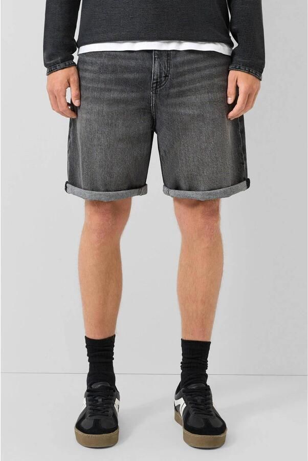 QS denim regular short zwart