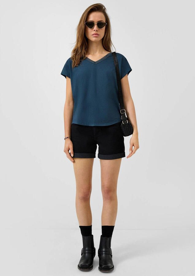 QS denim slim regular waist short zwart - Foto 3
