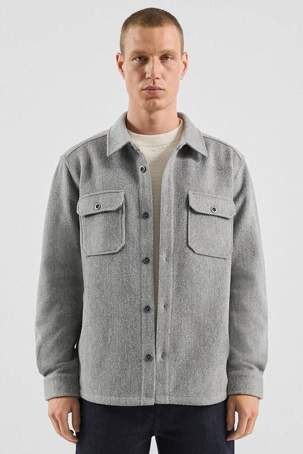QS flanel relaxed fit overshirt grijs
