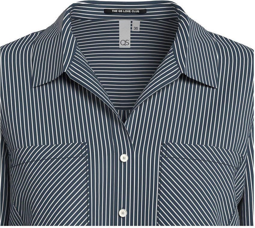 QS gestreepte blouse donkerblauw - Foto 2