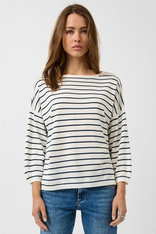 QS gestreepte pullover ecru