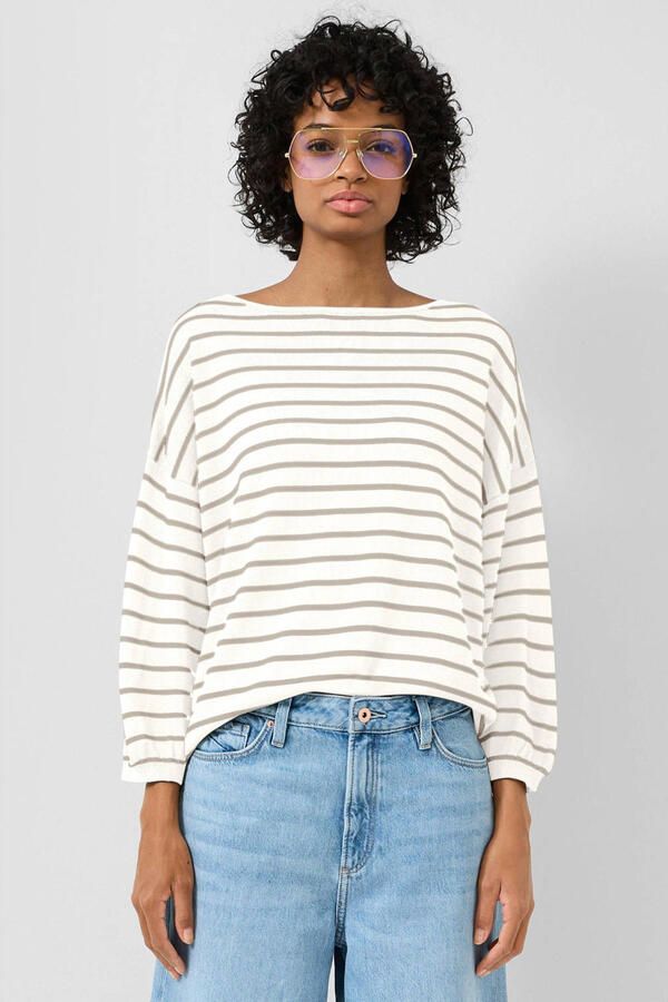 QS gestreepte pullover ecru