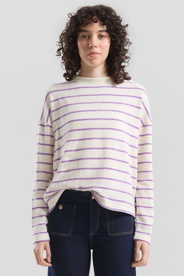 QS gestreepte pullover ecru