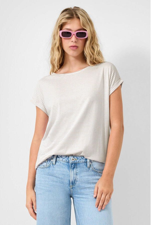 QS gestreepte T-shirt grijs