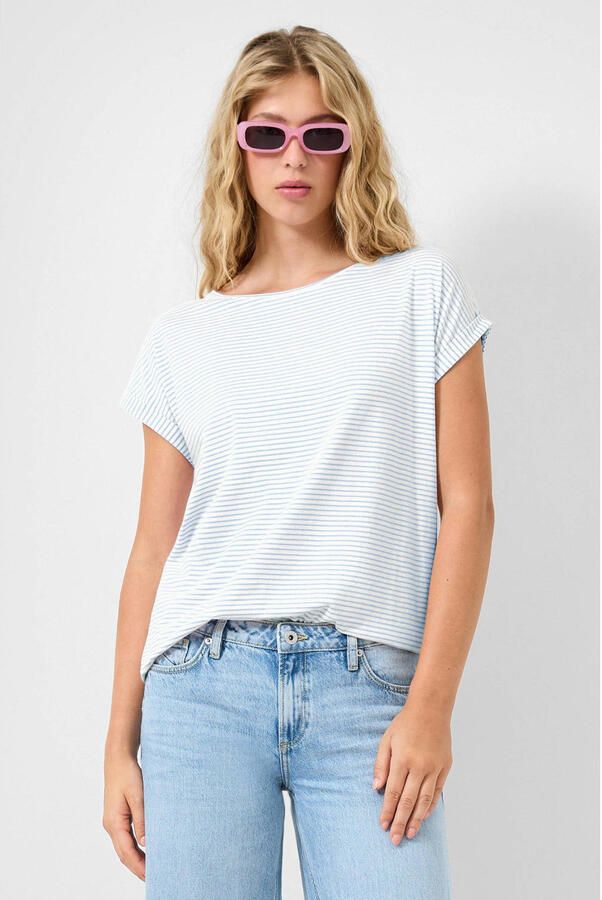 QS gestreepte T-shirt lichtblauw