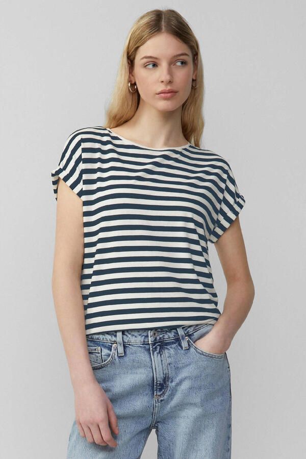 QS gestreepte top donkerblauw