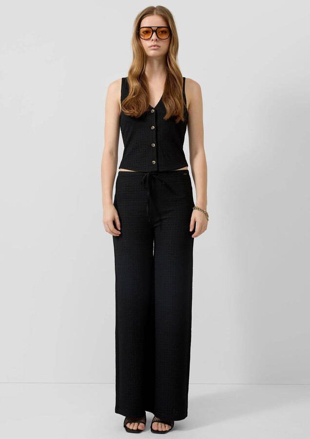 QS gilet met textuur zwart - Foto 2