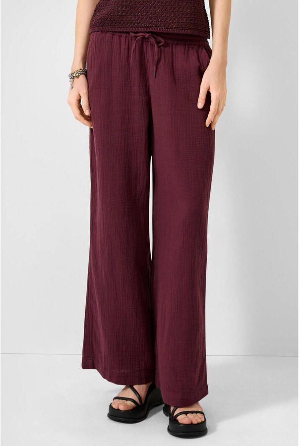 QS high waist regular fit broek donkerrood