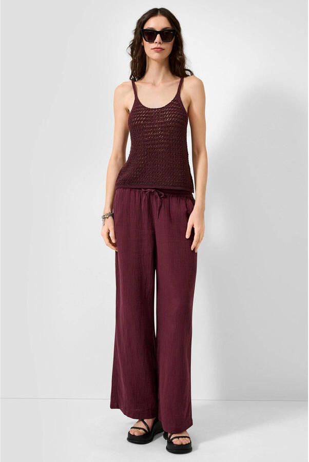 QS high waist regular fit broek donkerrood - Foto 3