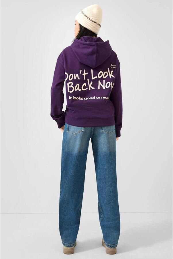 QS hoodie met tekst paars - Foto 3