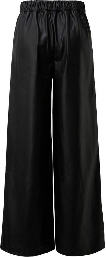 QS imitatieleren Wide leg regular waist broek zwart - Foto 3