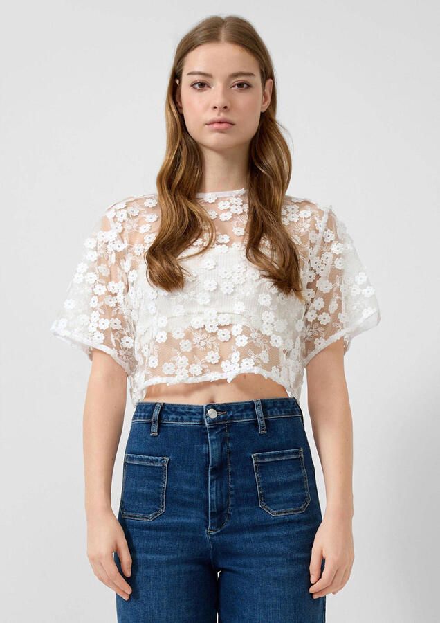 QS kanten cropped top wit