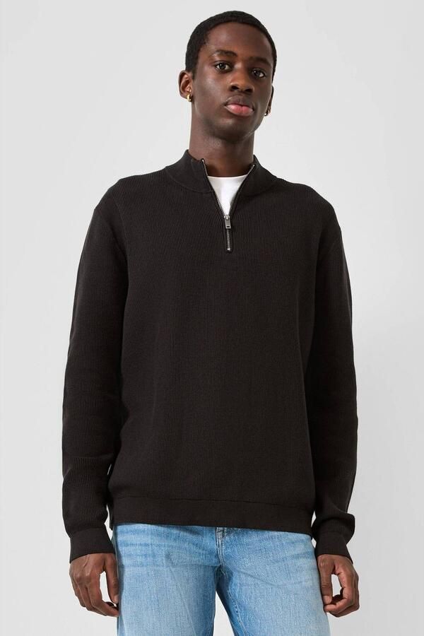 QS katoenen regular fit gebreide cropped trui zwart
