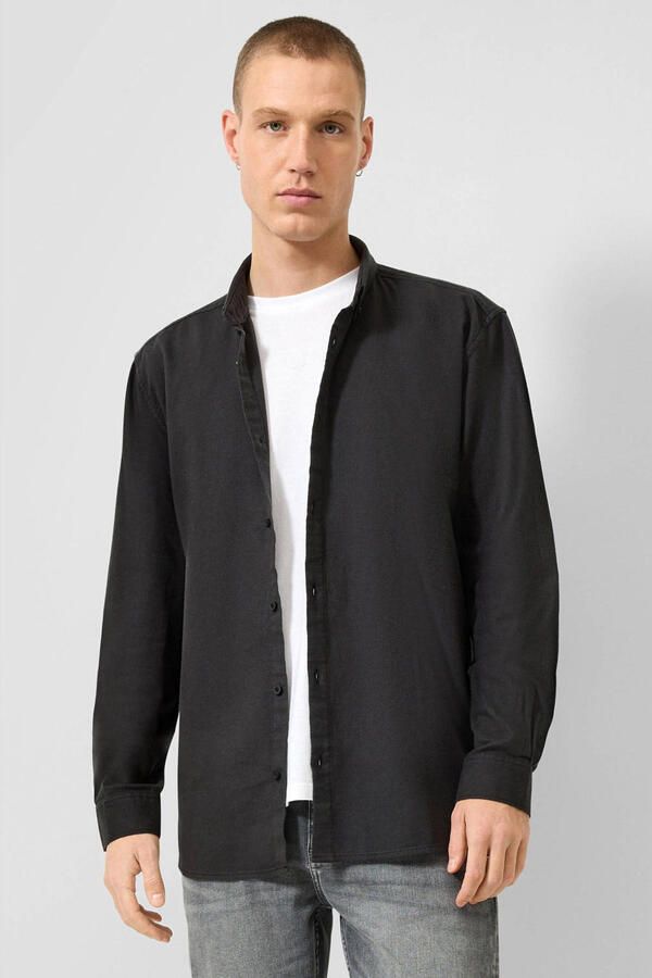 QS loose fit casual overhemd zwart