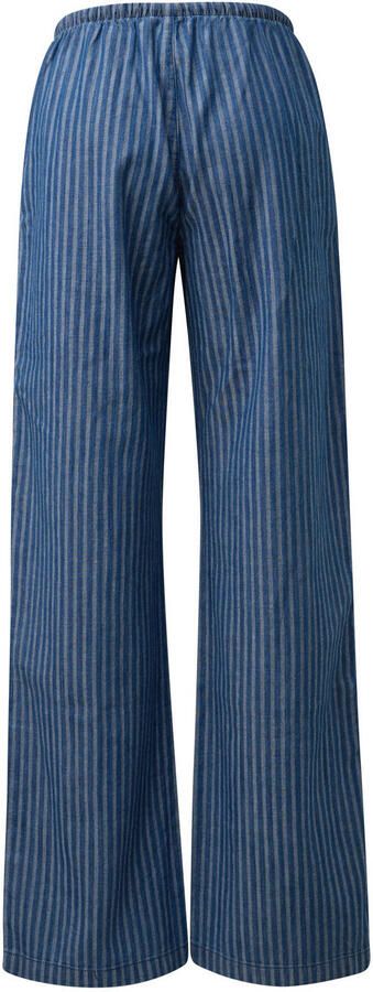 QS loose fit gestreepte jeans donkerblauw - Foto 3