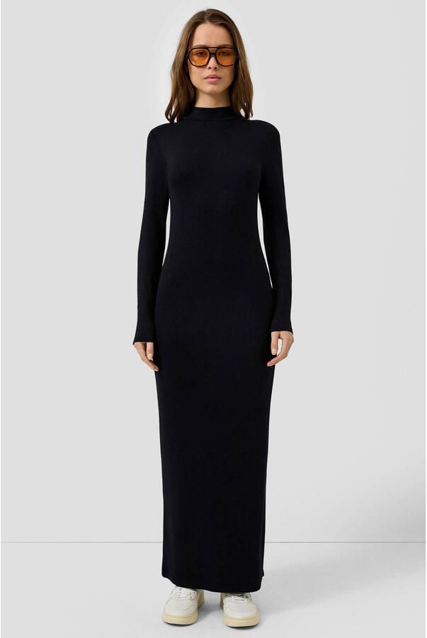 QS maxi jurk rib gebreid zwart