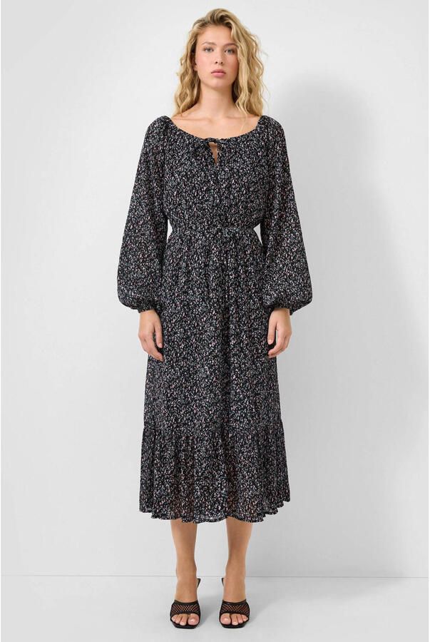 QS midi jurk met bloemenprint zwart - Foto 2