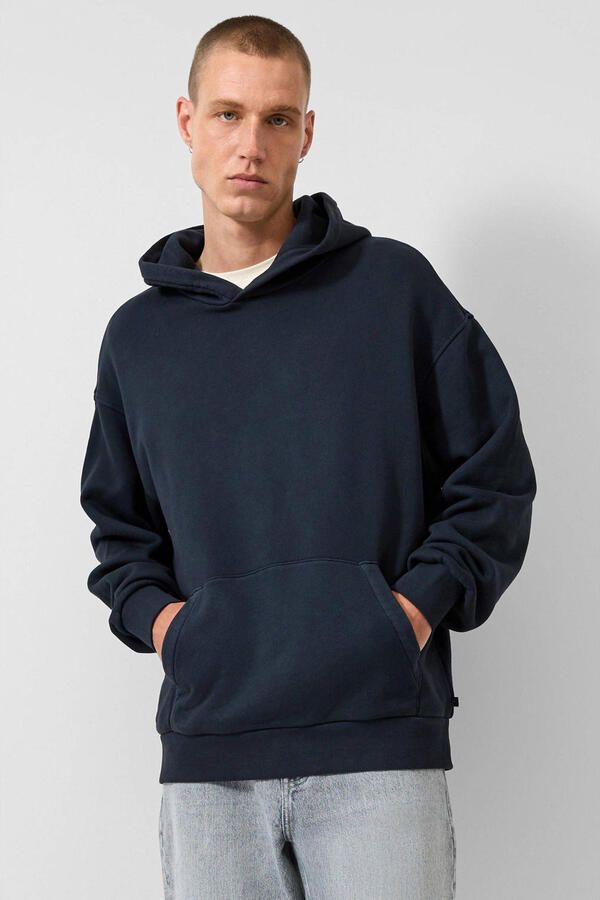 QS oversized hoodie met backprint blauwzwart