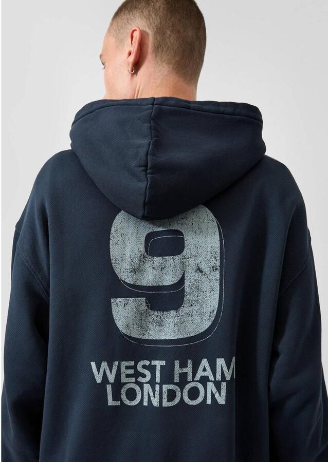 QS oversized hoodie met backprint blauwzwart - Foto 2