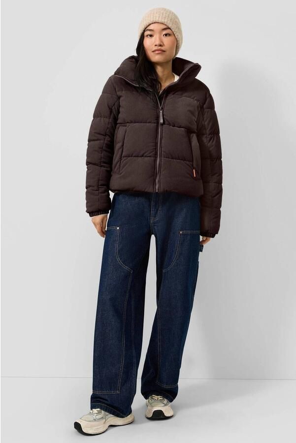 QS pufferjas met corduroy details bruin - Foto 2