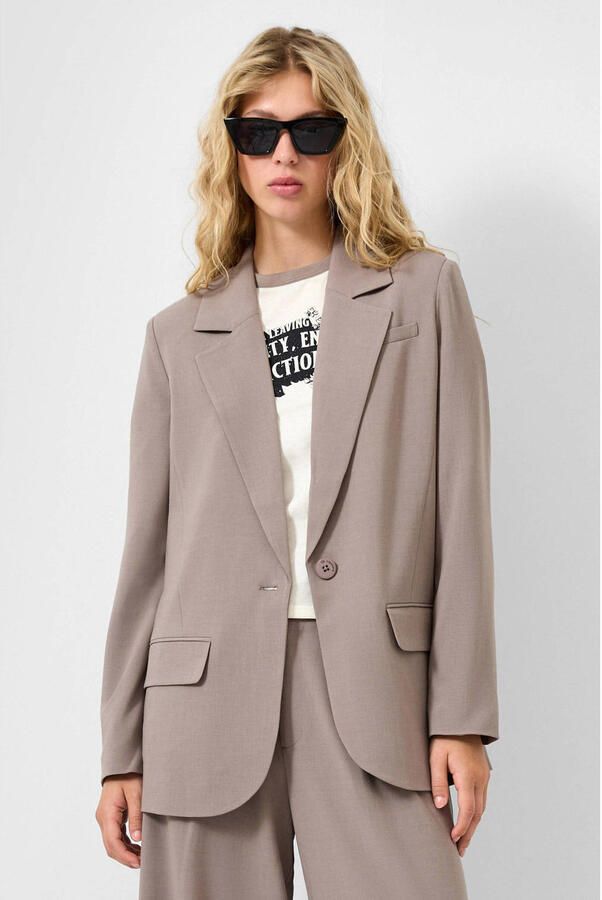 QS regular blazer grijsbruin