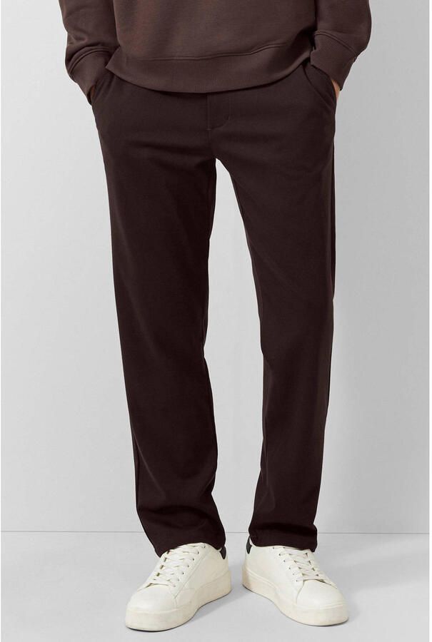 QS regular fit casual broek donkerbruin